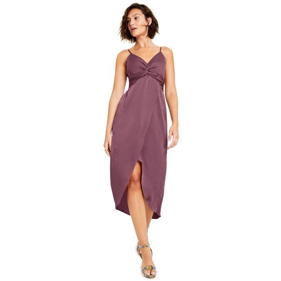 BAR III DRESSES Womens Pink Zippered Twist Front Hi-lo Tulip Hem Sleeveless V Ne - Picture 1 of 3